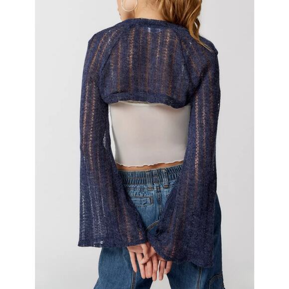 Urban Outfitter Renewal Loose Knit Bell Sleeve Shrug Sweater | Navy | Women’s XS - Picture 4 of 9